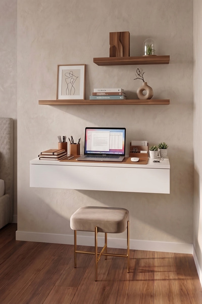 Sawoli Home Duvara Monte Raflı Çalışma Masası