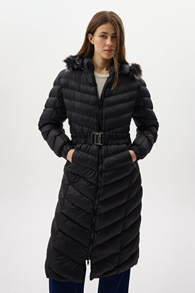 Serenity Fur Hooded Long Inflatable Women's Coat