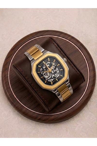 Mazzy Korza Design Silver Claret Red Dial Steel Men's Wristwatch