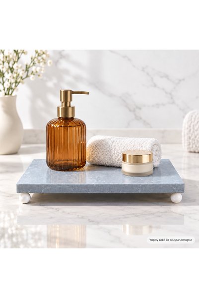 Nexa Doğaltaş Footed Marble Presentation Tray and Oil Dish Base – 25X15 cm Rectangular Marble Tray