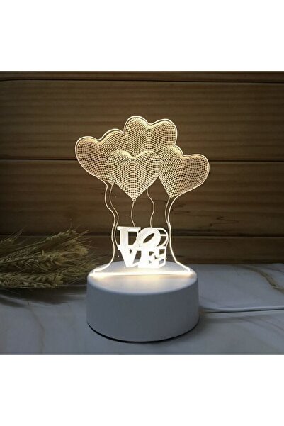 CATIANO Lampa de Veghe 3D Inimi "LOVE" cu USB