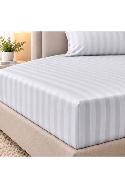 HOME AURAA Cotton Ease King Fitted Sheet 180×200+33cm – Grey