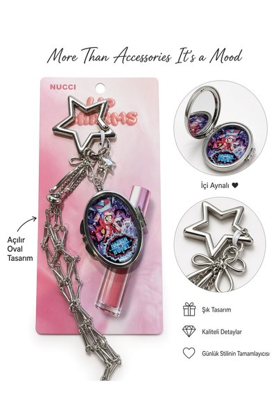 Meyra Accessories سلسلة مفاتيح معدنية لامعة بتصميم فندق هازبين مع حامل، تأتي ...