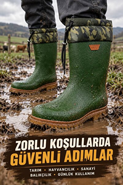 SOLERIUM SHOES Derby Hunter Krep Hakiki Kauçuk Avcı Balıkçı İnşaatçı tarım İş Çizmesi -40 Derece Soğuğa Dayanıklı