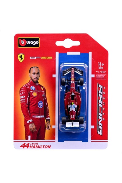 Burago Bburago Formula Racing Ferrari SF-25 Lewis Hamilton #44 1:64 Model Araç