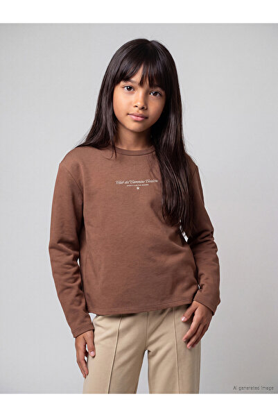 LC Waikiki Alita City Lcw Kids Brown Oval Collar Printed Girls' T-Shirt with ...