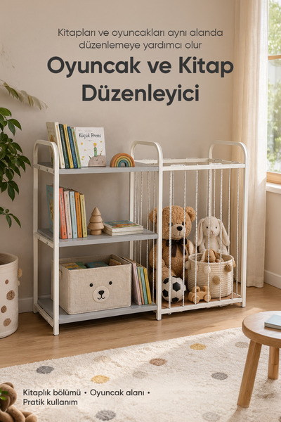Wumboo Çocuk Odası Düzenleyici Sepet ve Kitaplık-Çocuk Odası Organizer-Çocuk ...