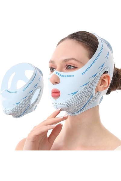 KASTWAVE V Line Face Lifting Mask Strap, Double Chin Reducer & Jawline Tighte...