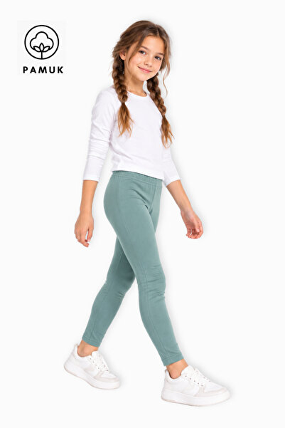 HK HOPKİDS Colanți lungi din Lycra uni, elastici, de sezon, de culoare verde,...