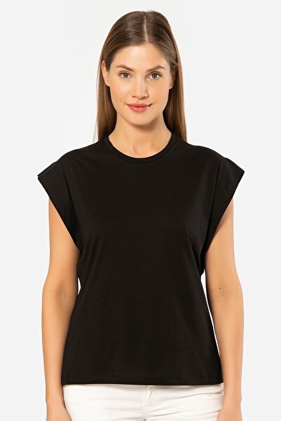 TÜREN Women's padded look relaxed fit t-shirt, 100% cotton