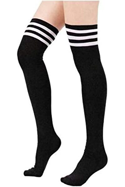 GENERAL Women's Striped Above Knee Dress Socks Thigh High Stockings Cosplay S...