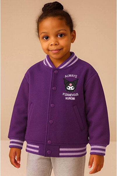 Kız Çocuk Kolej Hırkası, Sweatshirt , Baskılı, Çıtçıtlı, Önden kapamalı