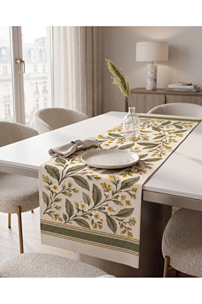 MUN HOME Pera Digital Printing 1 τεμάχιο Floral Green Beige Runner Διακοσμητι...