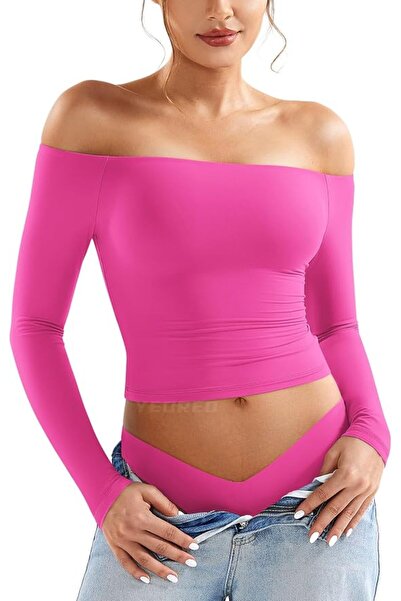 GENERAL YEOREO Sophie Women Off Shoulder Long Sleeve Shirts Double Lined Basi...