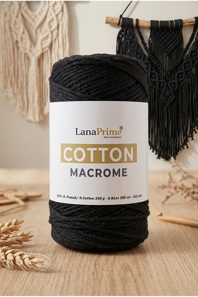 Lanaprime Zincir Pamuk Makrome 1,4mm 285 metre 250 gram %100 Pamuk Duvar Süsü...