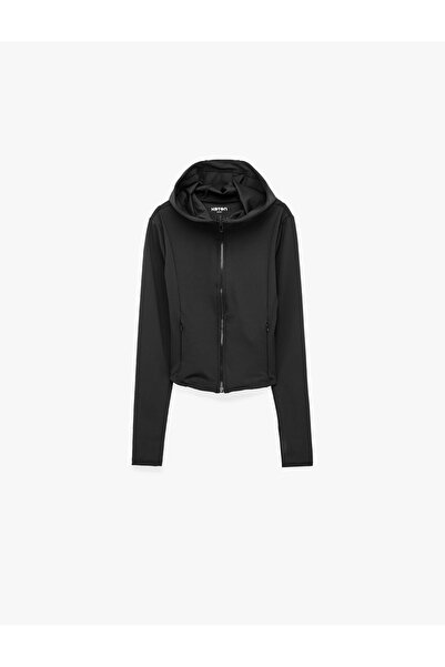 Koton Slim Fit Uzun Kollu Fermuarlı Cepli Kapüşonlu Spor Sweatshirt