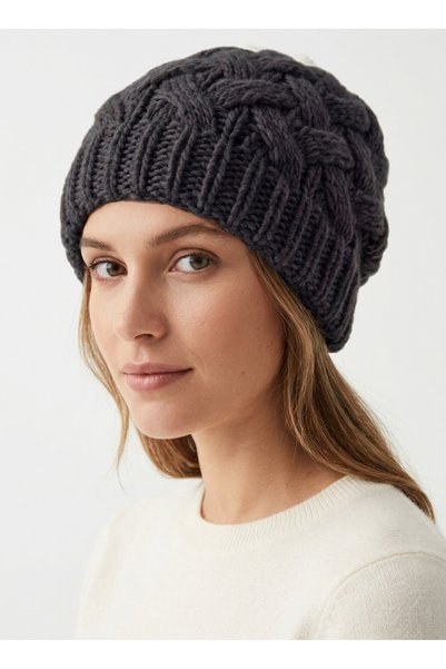 STELLA VESTİNO Hair Braid Patterned Soft Textured Women's Knitwear Beanie - W...