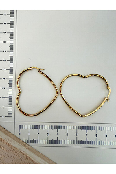 zadenza gold Stainless Steel Heart Model Hoop Earrings 50mm