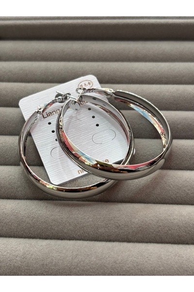 MODA Women's Silver Color Thick Curved Hoop Earrings