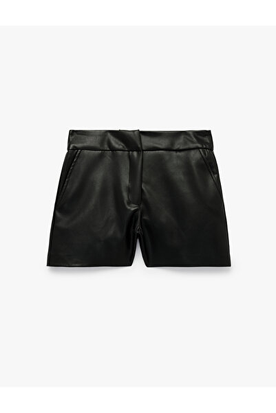 Koton Cepli Slim Fit Suni Deri Mini Şort