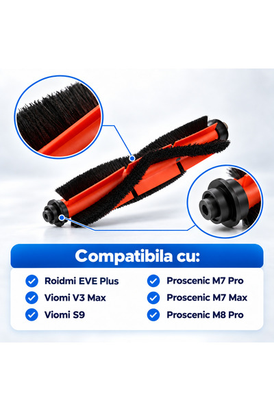 OEM Perie centrala compatibila Roidmi EVE Plus, Viomi V3 Max / S9, Proscenic ...