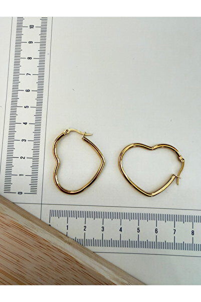 zadenza gold Stainless Steel Heart Model Hoop Earrings 38mm