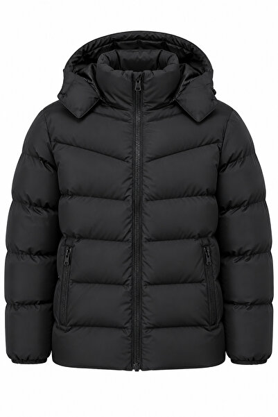 Bossago Men's Black Water and Wind Resistant Removable Hooded Winter Inflatab...
