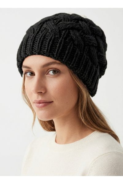 STELLA VESTİNO Hair Braid Patterned Soft Textured Women's Knitwear Beanie - W...