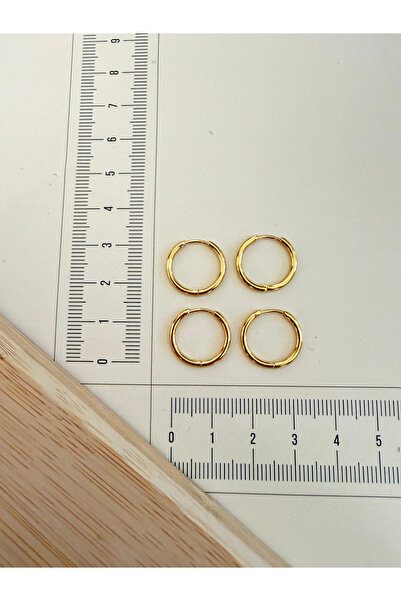 Rupen Kraft 316 L Surgical Steel 1.6Mm*12Mm Steel Hoop Earring Gold 4 Pieces