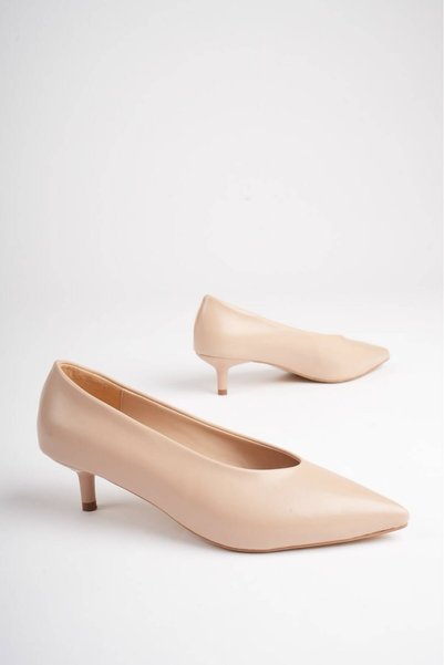 VİP SMR MODA Women's Thin 4 cm Low Heel Pointed Toe Casual Stiletto Shoes