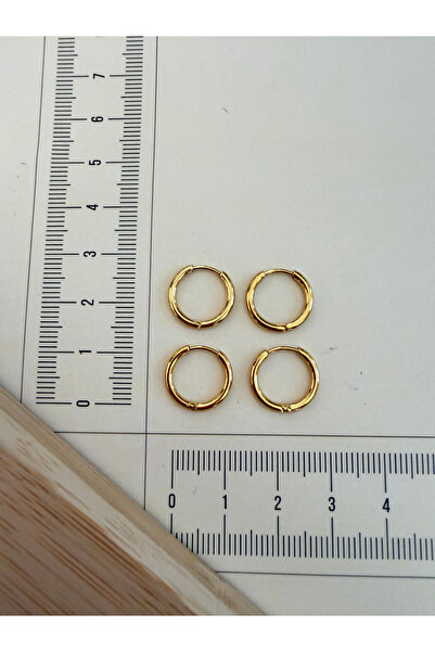 Rupen Kraft 316l surgical steel 1.6mm*10mm steel hoop earrings gold 4 pieces