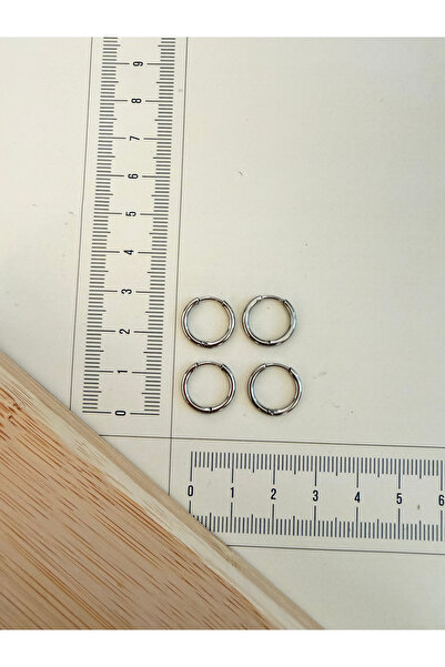Rupen Kraft 316 L Surgical Steel 1.6Mm*10Mm Steel Hoop Earrings Silver 4 Pcs