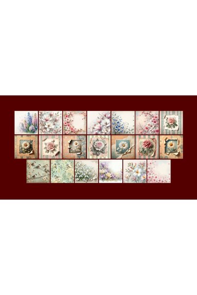 TELLGRAF Flower Themed Postcard Set (10X10 cm 20 Pieces)