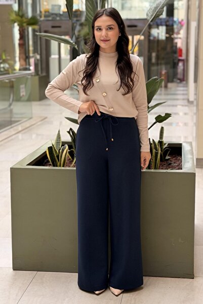 sentez giyim Sentez Jessica Kapak Pocketed Wide Leg Trousers