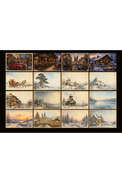 TELLGRAF Christmas Themed Postcard Set (10X15 cm 16 Pieces)