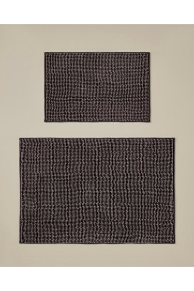 English Home Macaroni Kaydırmaz Taban Banyo Paspası Seti 60x90 + 40x60 cm Kah...