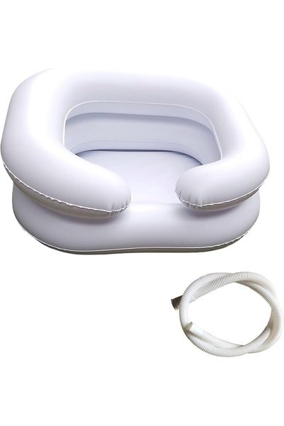 EACAM Inflatable Shampoo Basin with Tube Hair Washing Basin Wash Hair In Bed ...