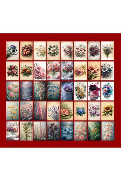 TELLGRAF Flower Themed Postcard Set (10X15 cm 40 Pieces)