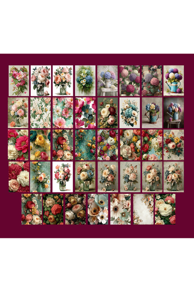 TELLGRAF Flower Themed Postcard Set (10X15 cm 39 Pieces)