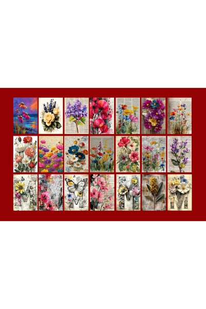 TELLGRAF Flower Themed Postcard Set (10X15 cm 21 Pieces)