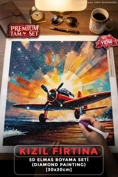 Ferinja Kızıl Fırtına - 5D Elmas Boyama Seti Hobi Kiti - Diamond Painting - M...