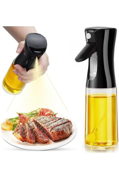 Generic بخاخ زيت للطهي، زجاجة زيت زجاجية قابلة لإعادة التعبئة سعة 300 مل مع ب...