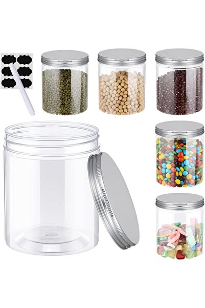 Generic HOME ZONE Plastic Jars With Lids, 6 Pack 16 Oz Clear Storage Jars For...