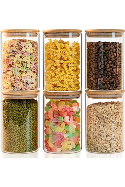 Generic HOME ZONE Pack of 6 - Clear Round Glass Food Storage Container with S...
