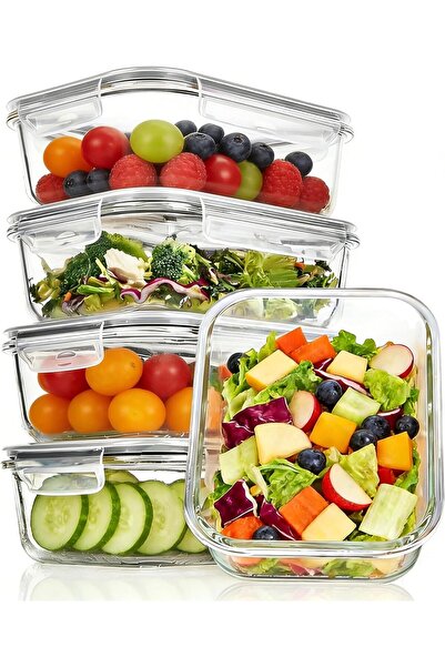 Generic 5-Pack Glass Meal Prep Containers with Lids (35oz) - Airtight Glass F...