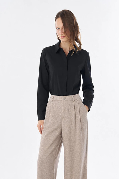 Kayra High Waist Pleated Trousers Beige