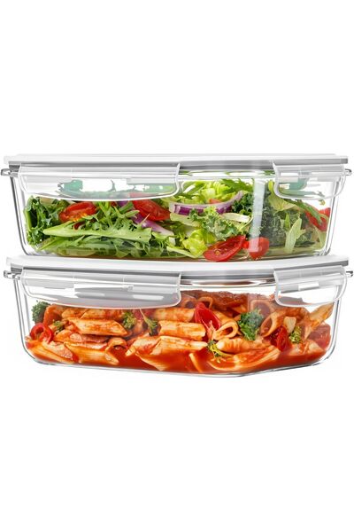 Generic Vtopmart 2 Pack 1860ml/ 63oz Large Glass Containers for Food Storage