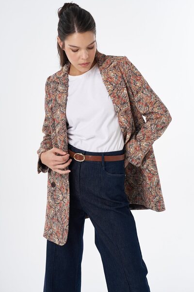 KYR Mixed Pattern Blazer Jacket Brown
