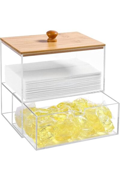 TERRIFI Acrylic Laundry Pods Container with Bamboo Lid, Double Stackable Stor...