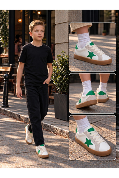 Çocuk Unisex Esnek Sneaker Yeşil/Beyaz